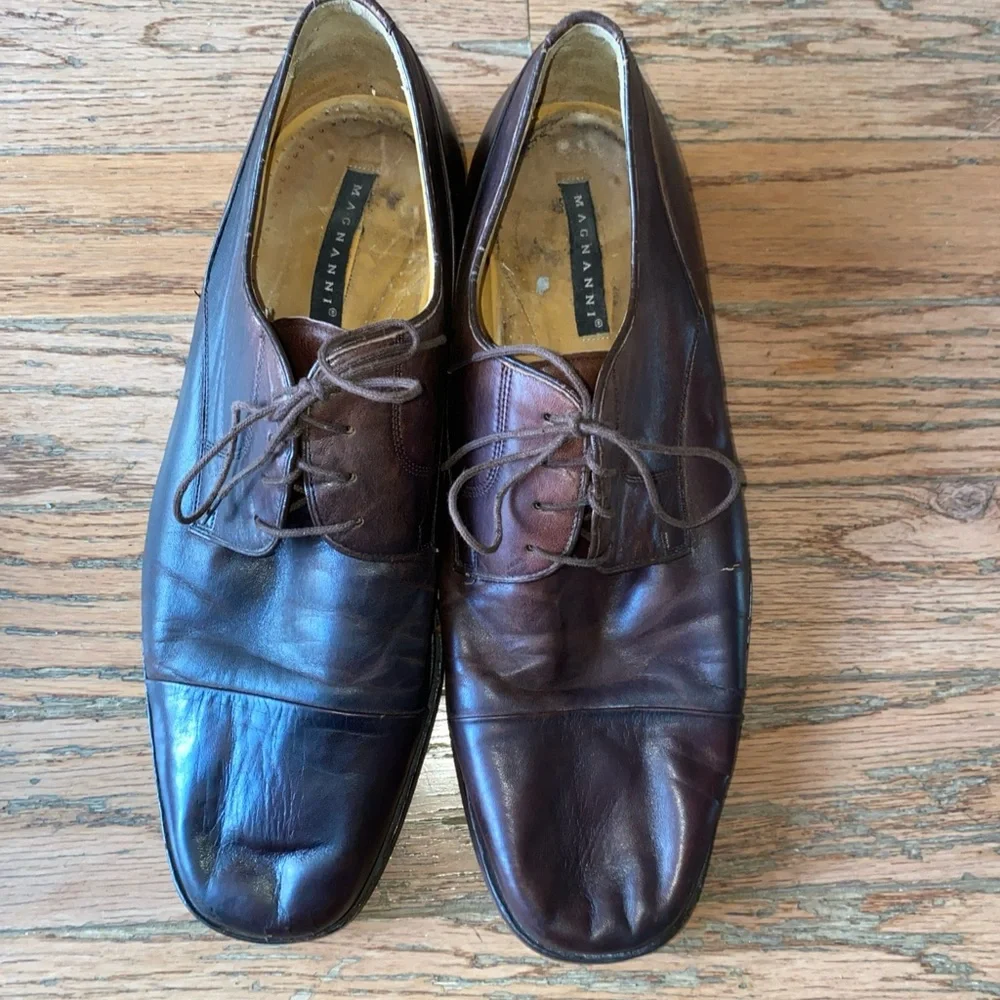 Vintage Magnanni Oxford  Shoes Dark Brown Toscana Global Italy Super Prime 9-10